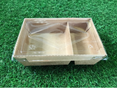 กล่องกระดาษคราฟท์ 2 ช่อง 1,200 ml. พร้อมฝา